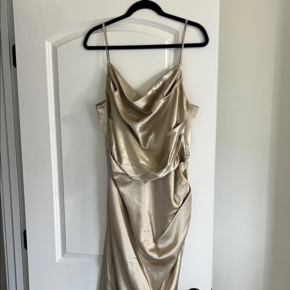 Birdy Grey Lydia Gold Satin Maxi Dress